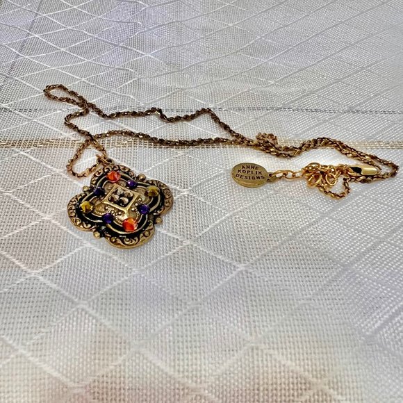 Ann Koplik Gaelsong Quatrefoil Crystal Pendant Necklace, VTG Irish Jewelry - Picture 12 of 12